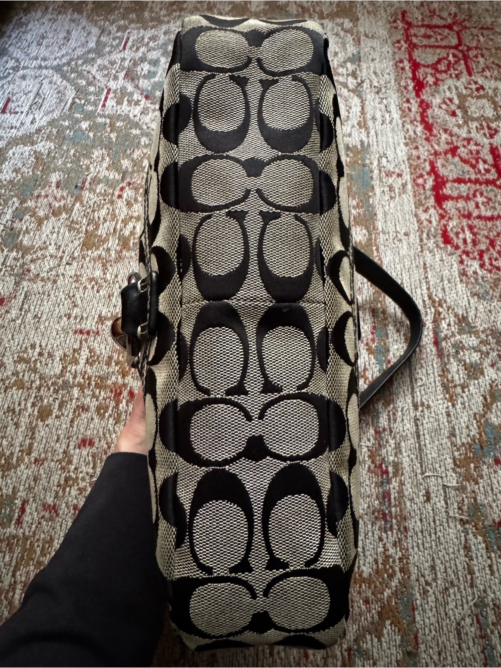 Coach Hamptons signature clip satchel black and gray with silver hardware - Picture 5 of 10